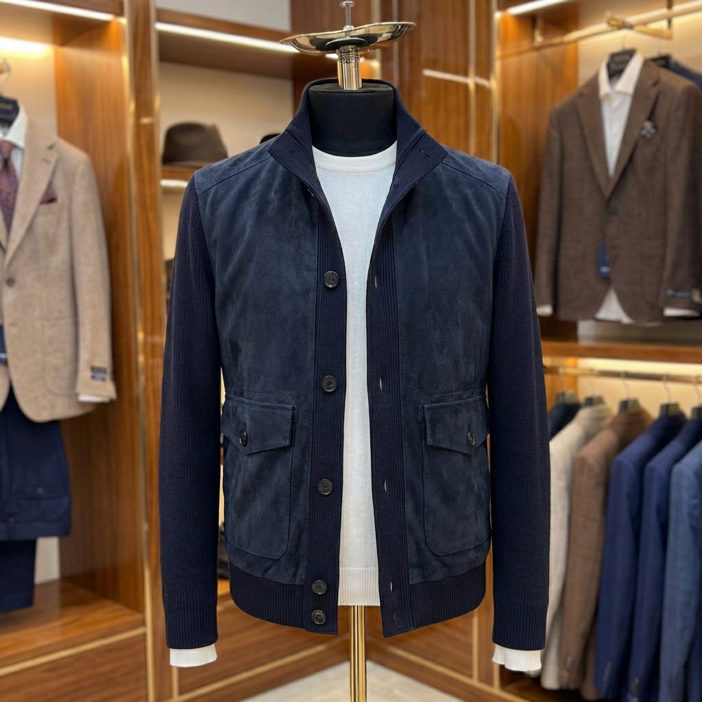 Navy Structured Knit Jacket