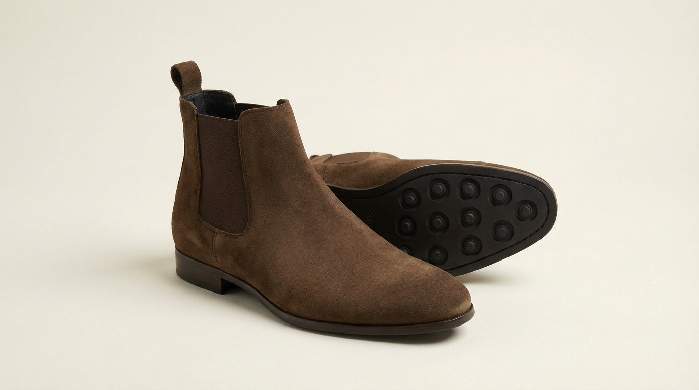 Espresso Suede Chelsea Boots