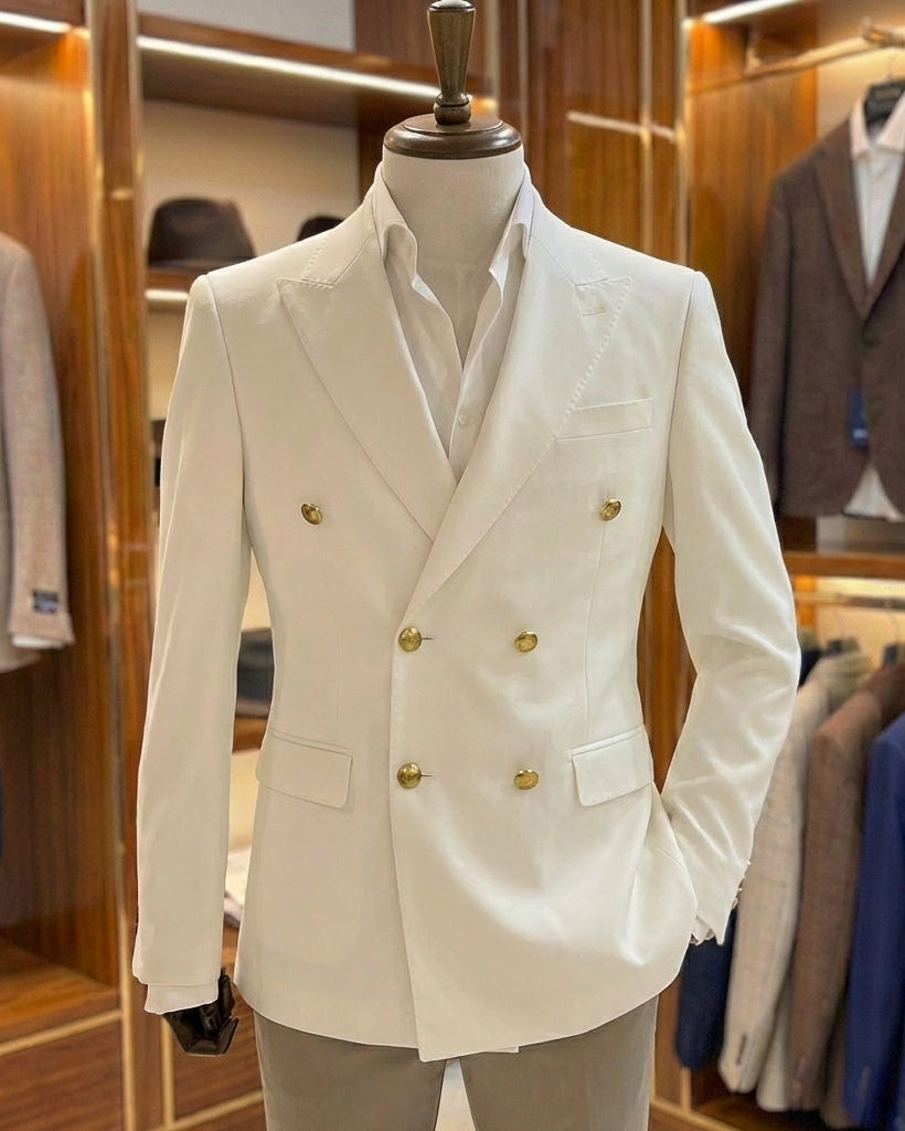 Cream Double Breasted Blazer