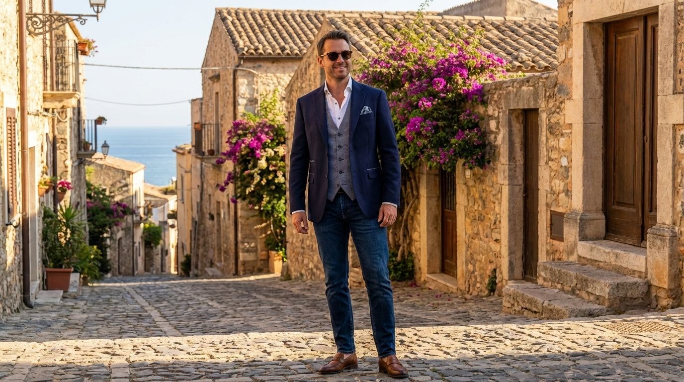 Midnight Navy Wool Blend Blazer – Regular Fit – Made in Italy