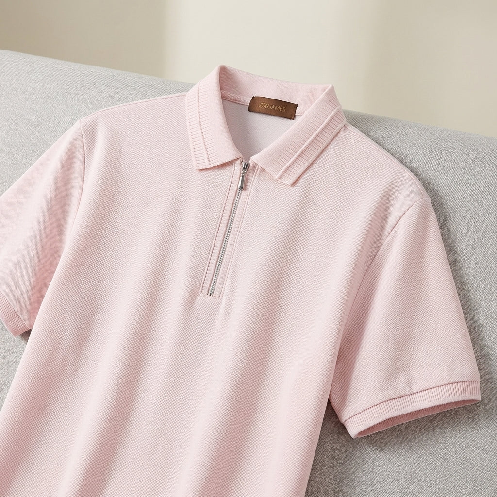 Blush Pink Knit Polo - Regular Fit