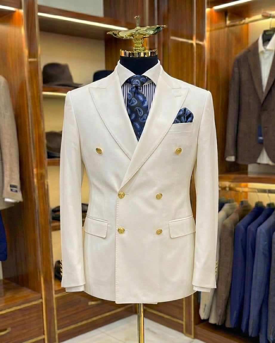 Cream Double Breasted Blazer
