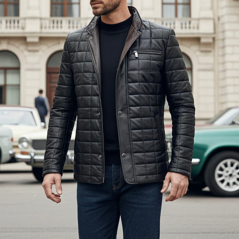 Noir Square Quilted Leather Jacket