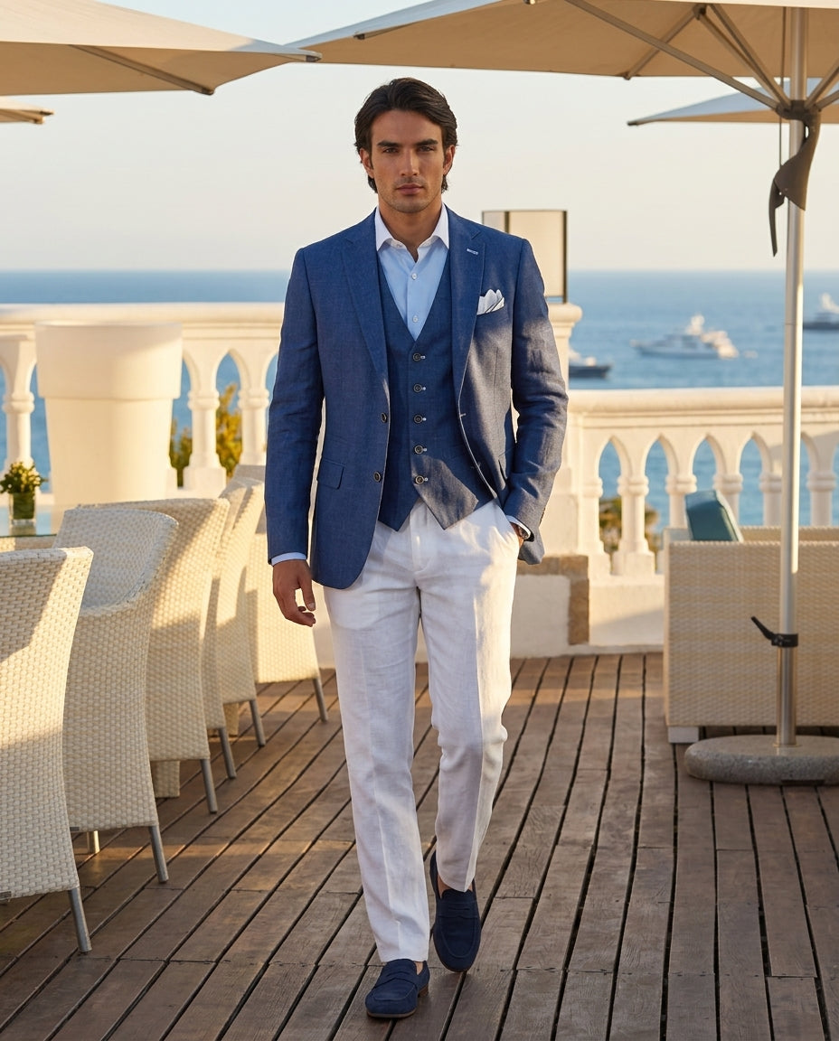 Azure Linen Look Blazer