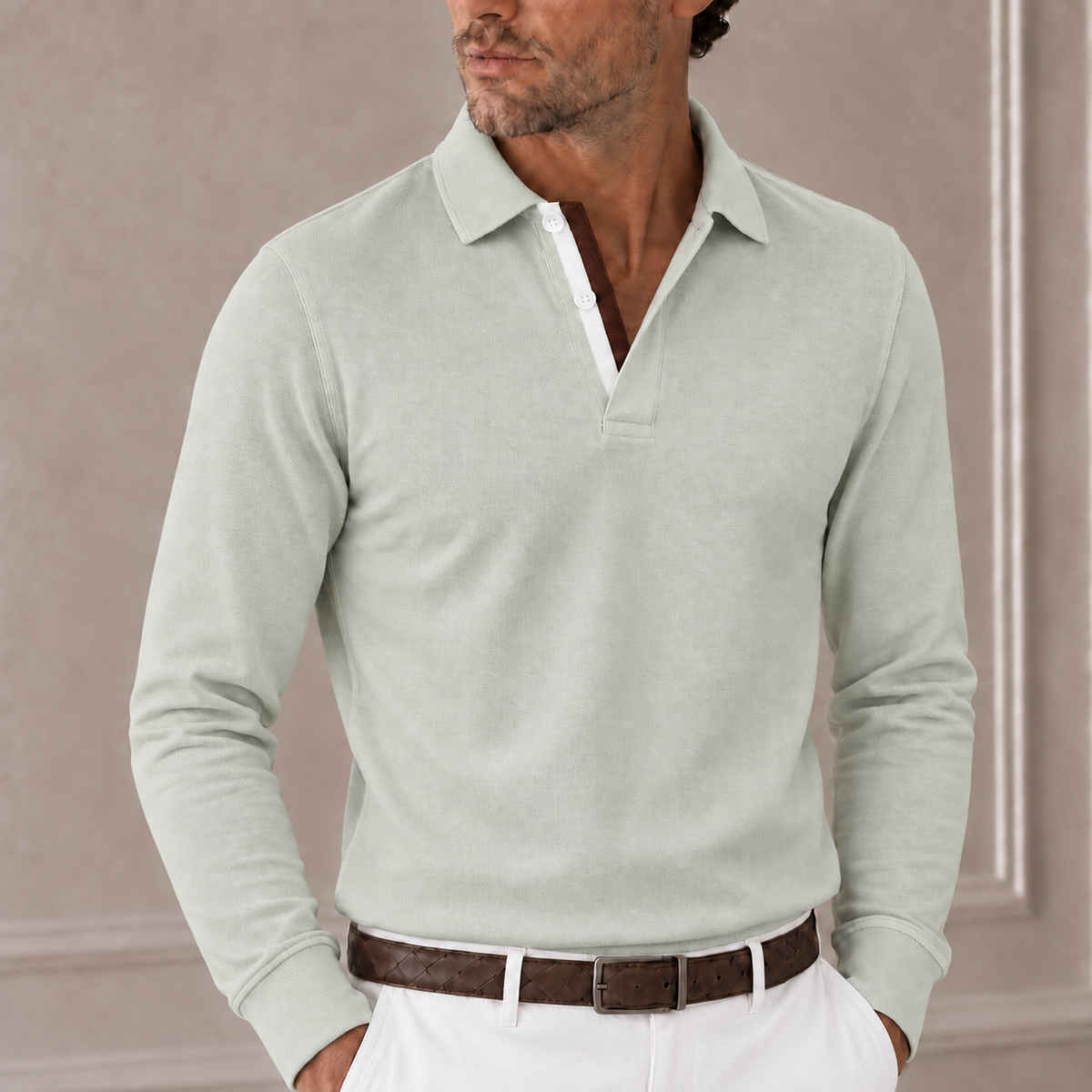 Sage Piqué Polo - Long Sleeve - Regular Fit