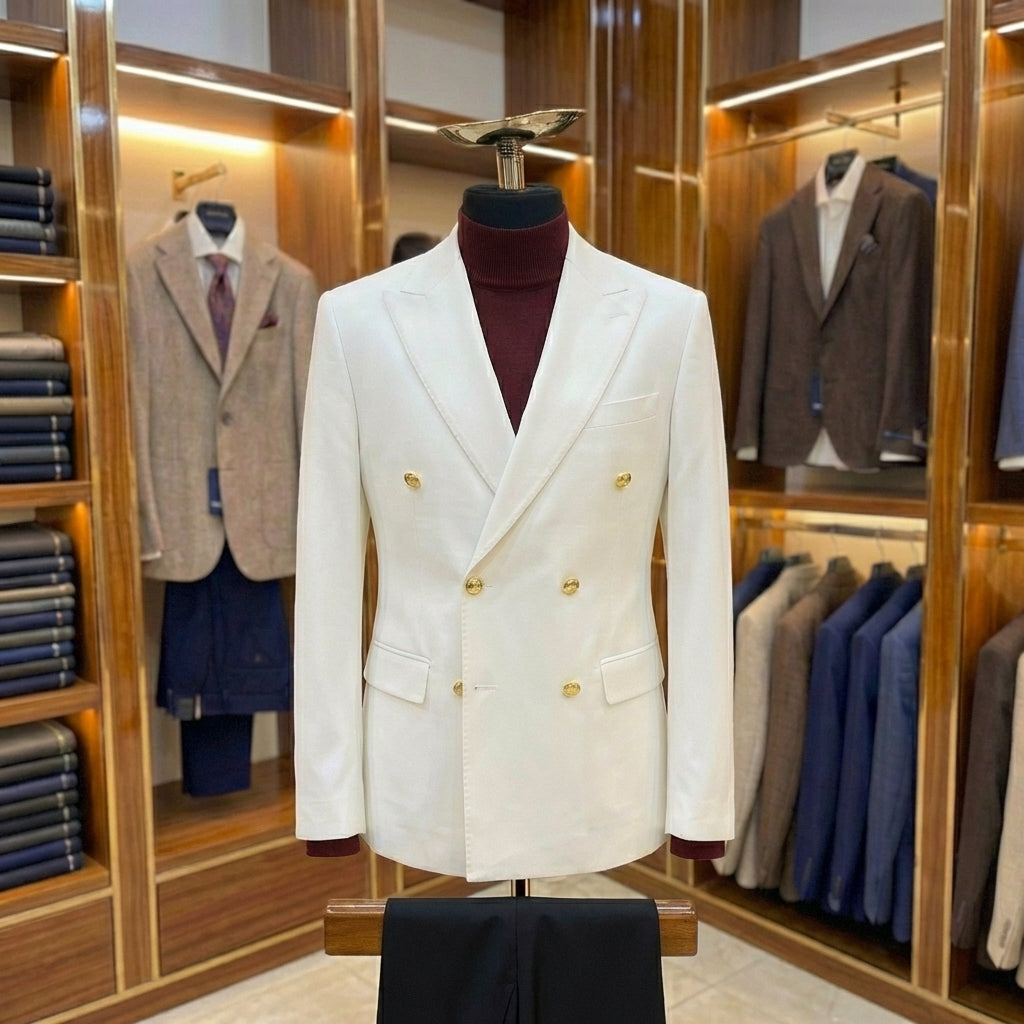 Cream Double Breasted Blazer