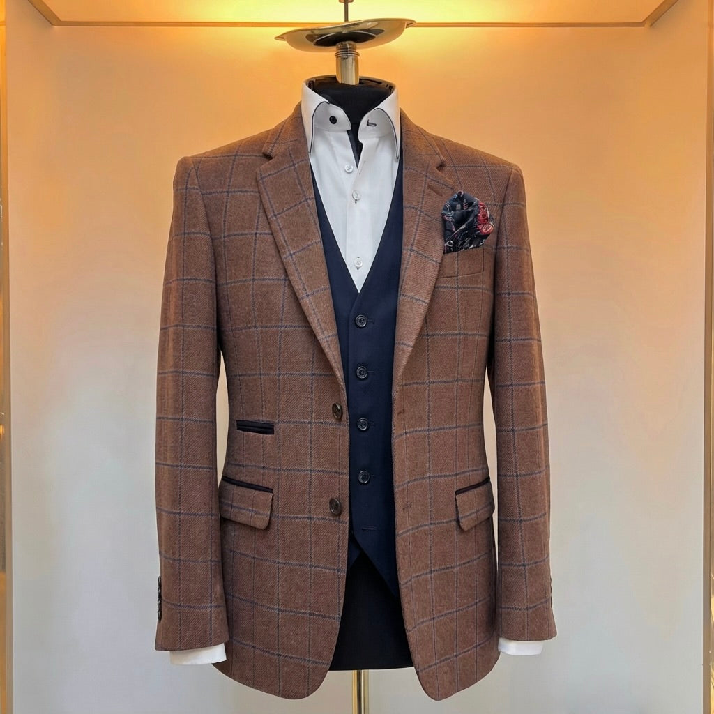 Windowpane Tobacco Brown Blazer