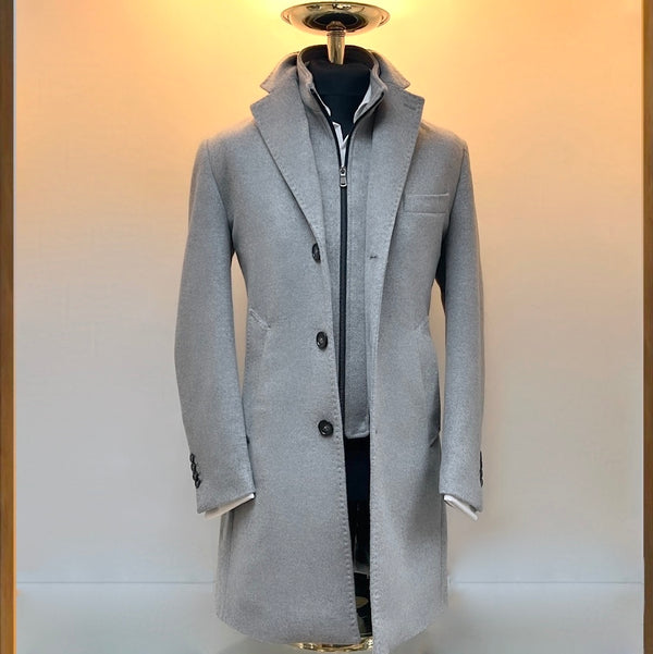 Light Grey Wool & Cashmere Overcoat 0909