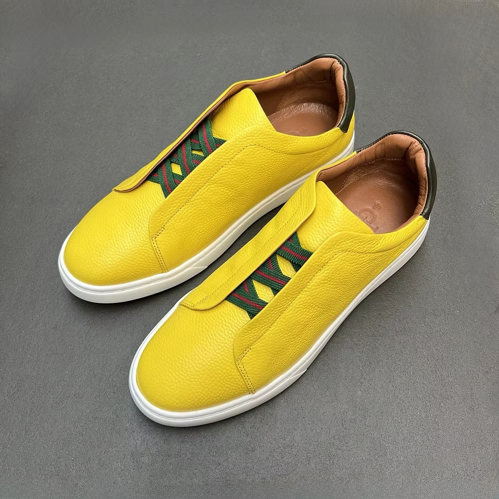 Yellow Deerskin Triple Stitch Sneakers