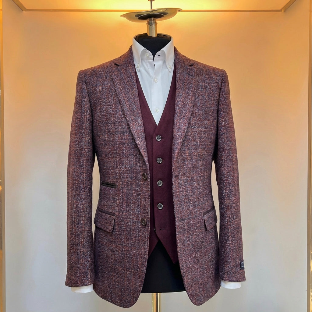 Burgundy Textured Blazer