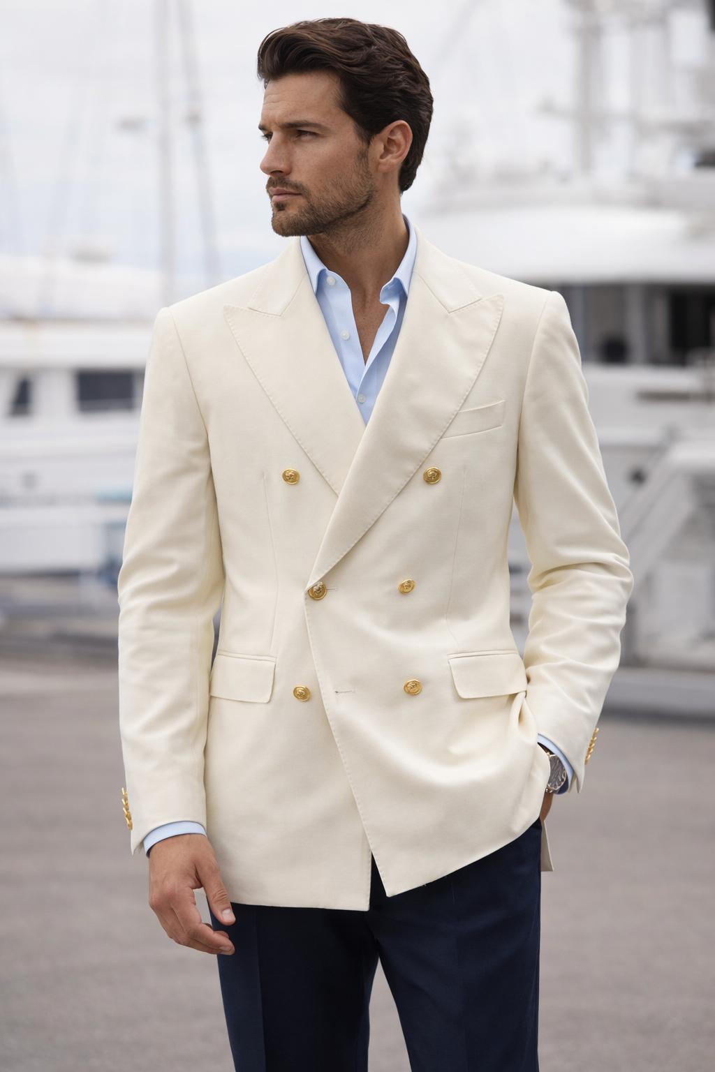 Cream Double Breasted Blazer