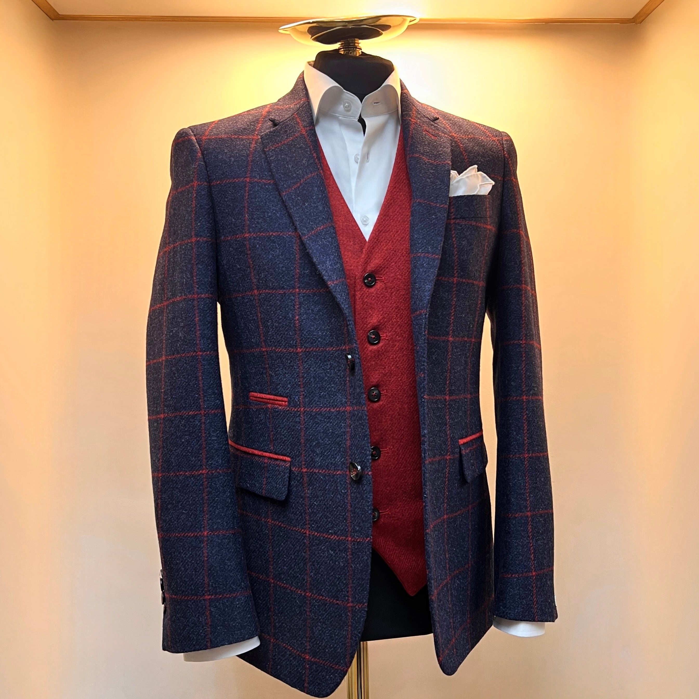 Navy & Red check blazer