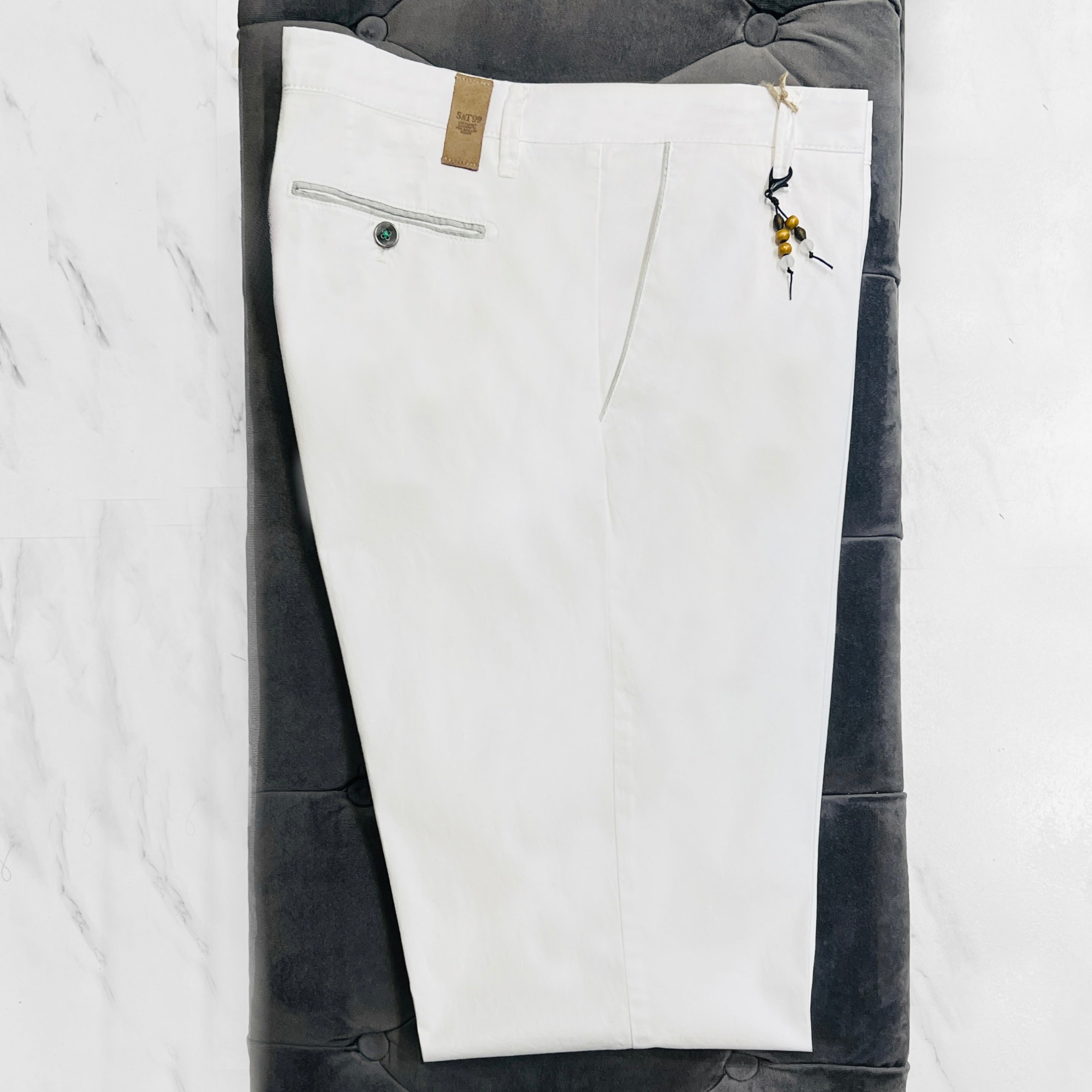 White Chinos with Grey TrimChinos with contrast pocket trim