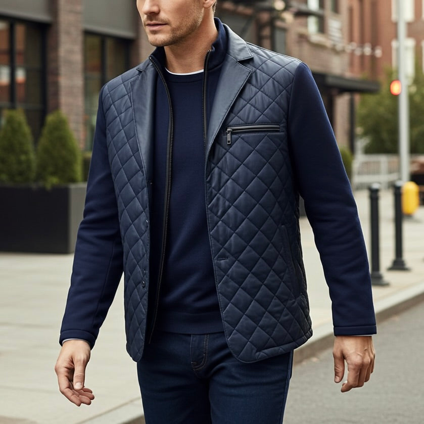 The Bentley Diamond Jersey Leather Jacket