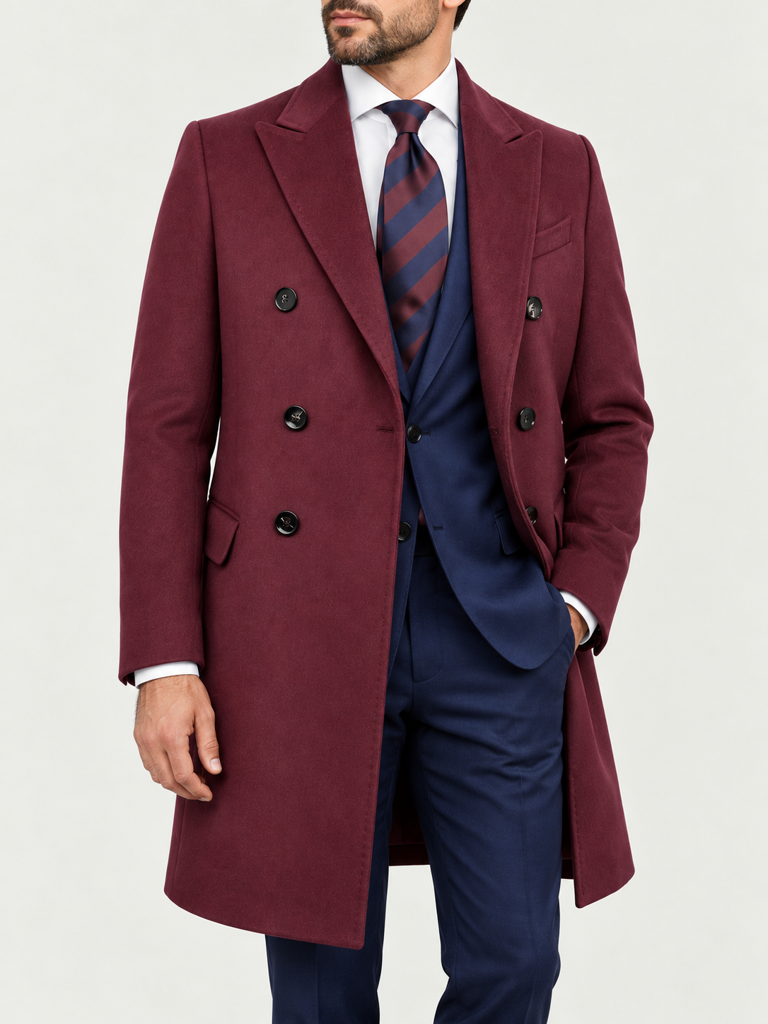 Burgundy Piacenza Overcoat