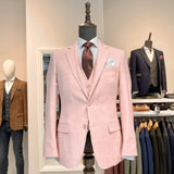 Pink 3 Piece slim fit stretch suit