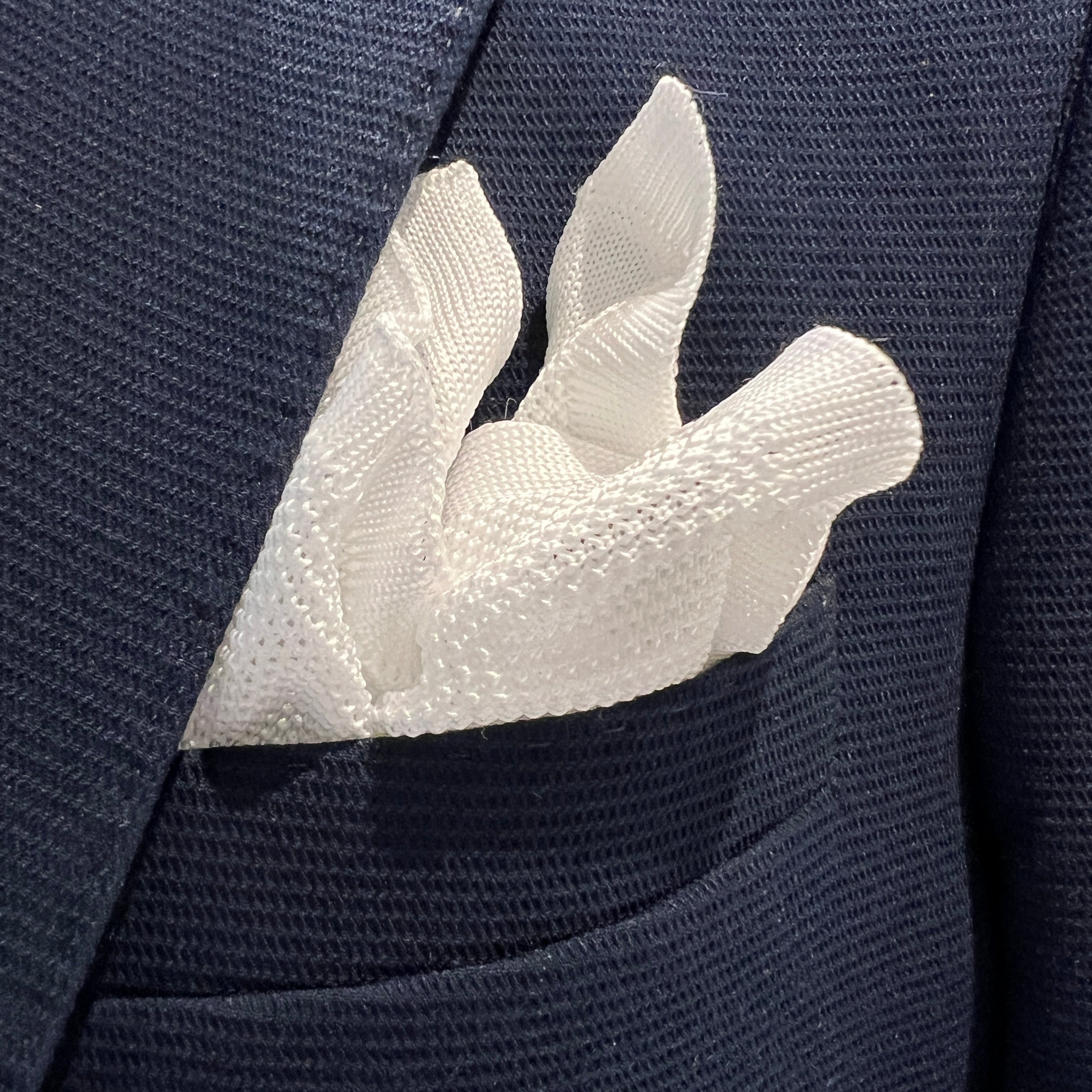 Italian Knitted Pocket Square – Bianco Puro