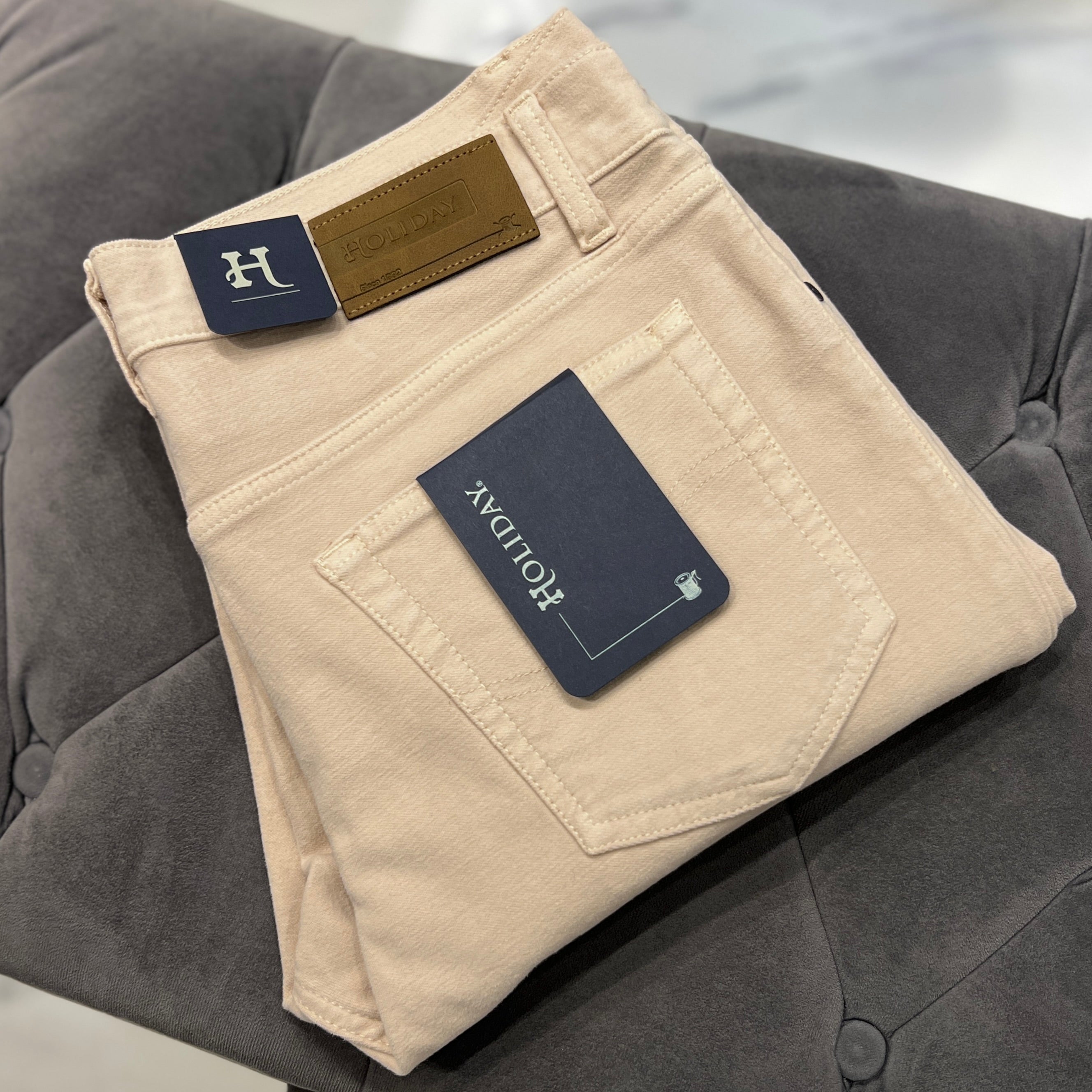 Cream Moleskin Plat Jeans