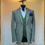 Green and blue tweed blazer