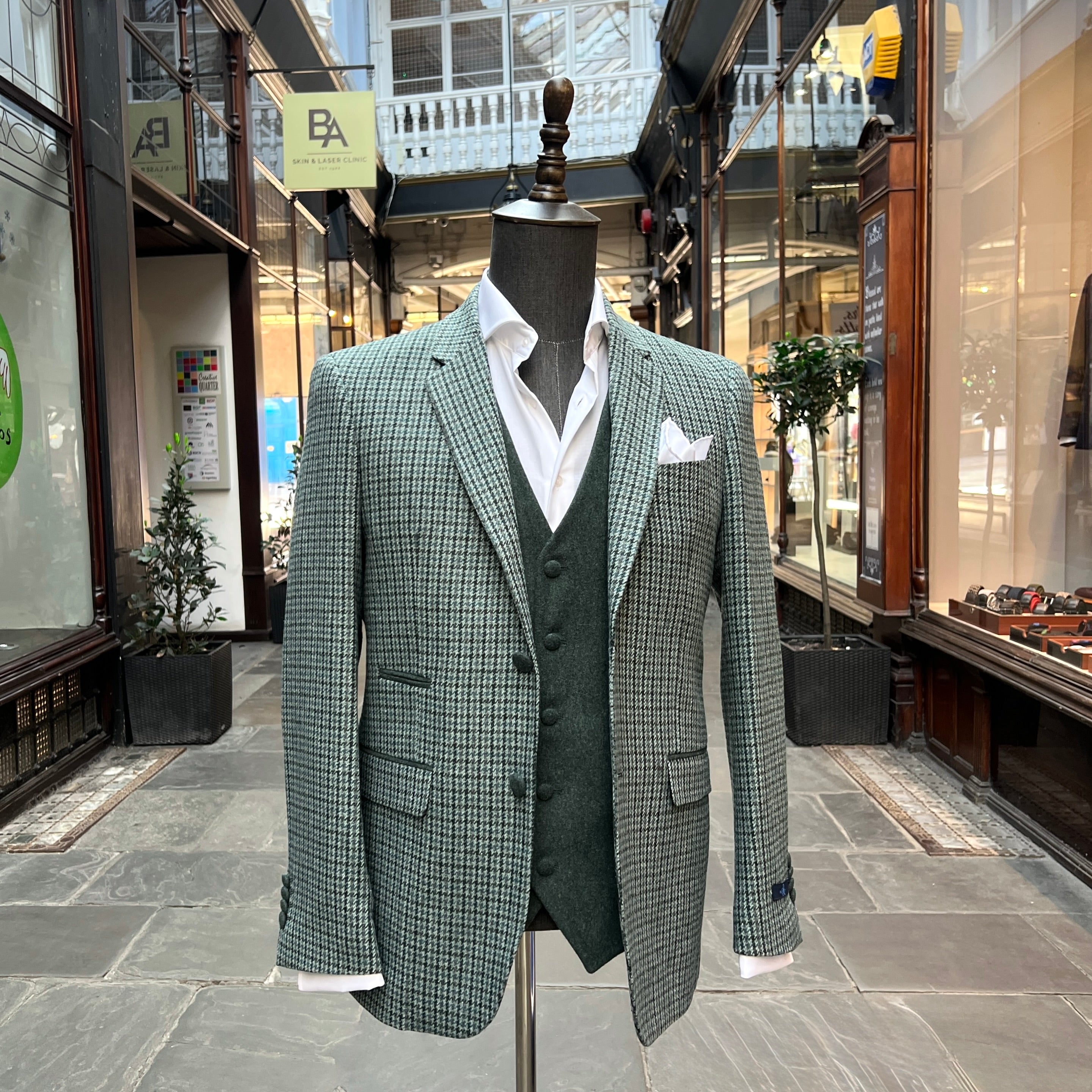 Sage Green Houndstooth Blazer