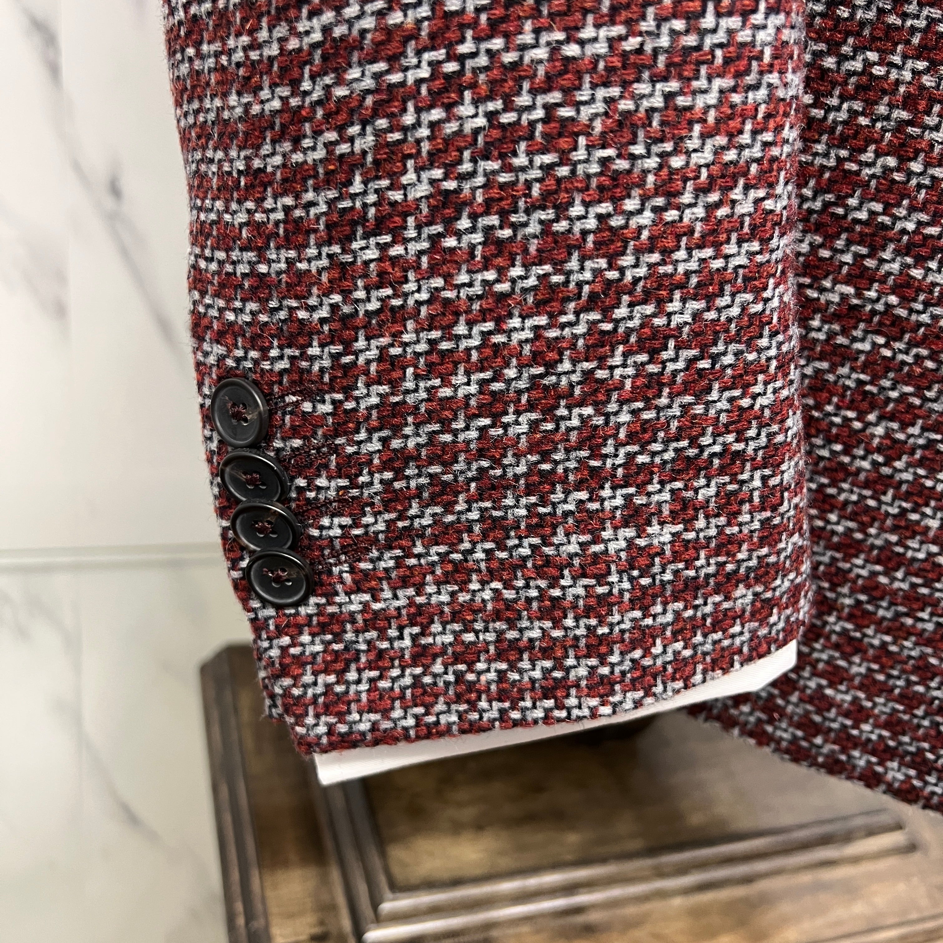 Burgundy Houndstooth Heritage Blazer
