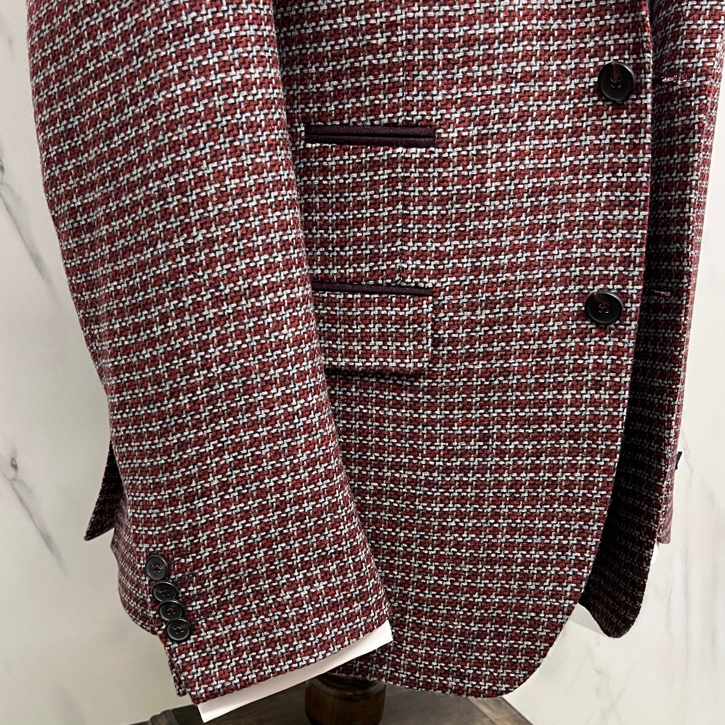 Burgundy Houndstooth Heritage Blazer