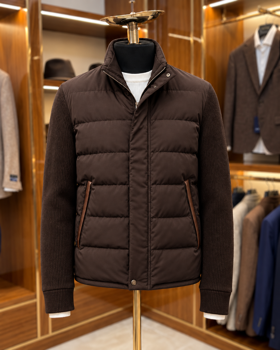 Roadster Brown Duck Down Hybrid Jacket