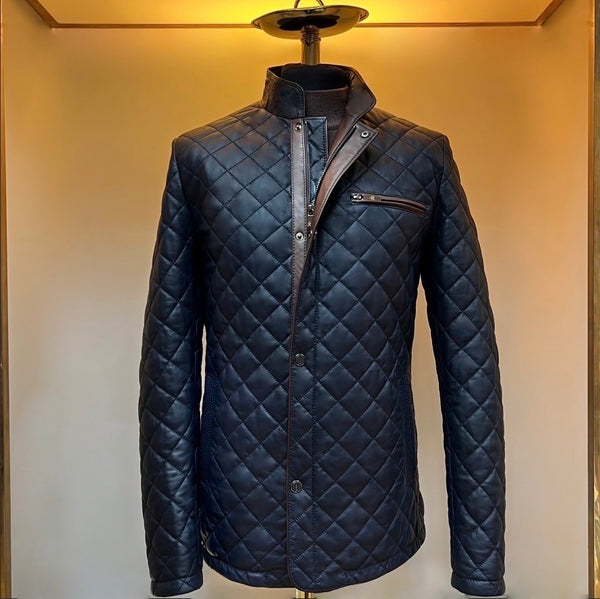 Bentley diamond signature leather jacket