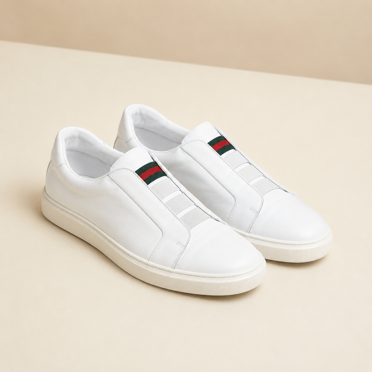 Triple Stripe Leather Trainers – White