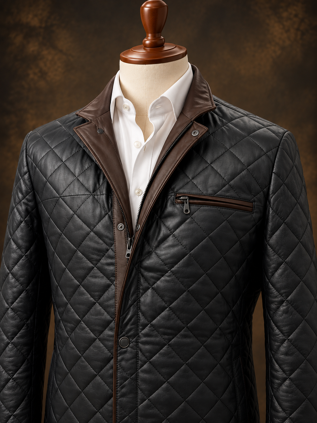 Black Bentley Diamond Signature Leather Jacket – detail