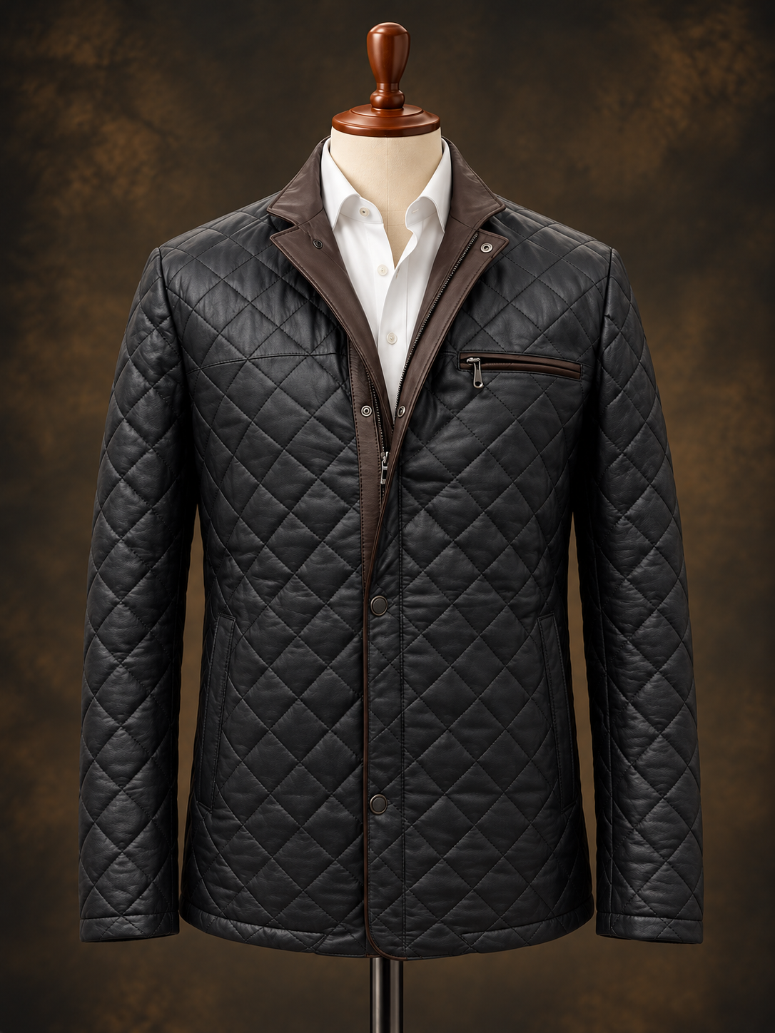 Black Bentley Diamond Signature Leather Jacket – mannequin