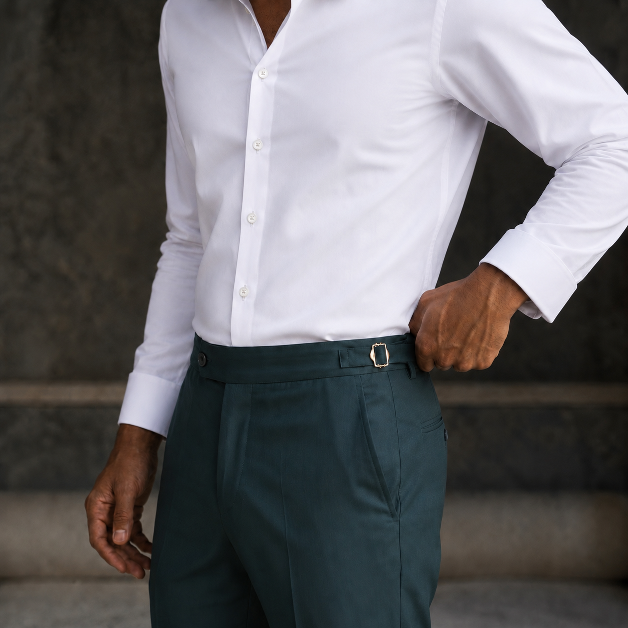 The Regent Navy Wool Blend Tailored Trousers