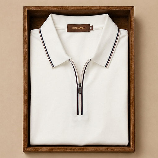 White Monaco Zip Polo