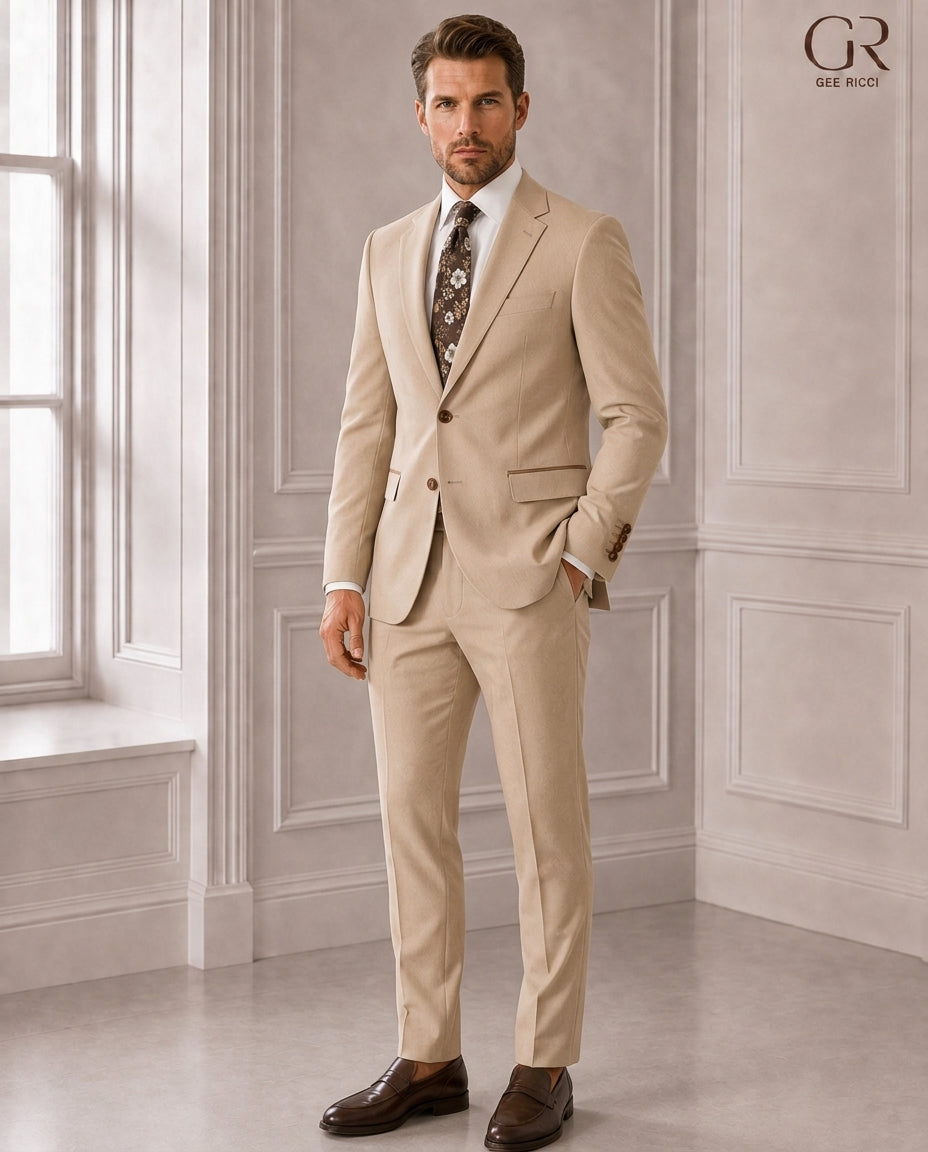 The Regent Sand Wool Blend 2-Piece Suit
