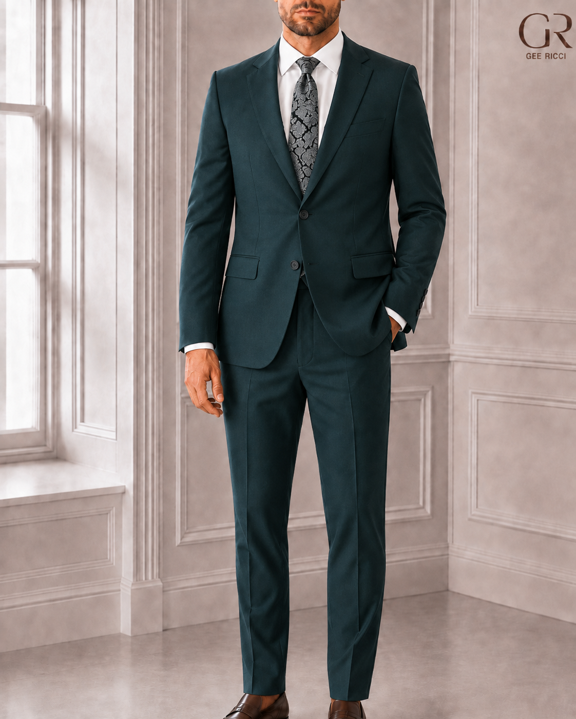 The Regent Forest Green Wool Blend 2-Piece Suit