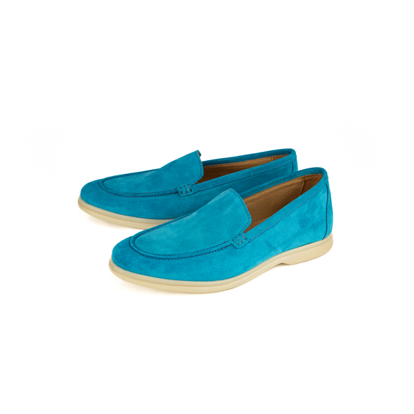 Sky Blue Suede Slip-On Loafers