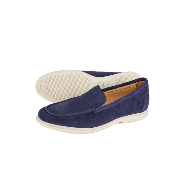 Midnight Blue Suede Slip-On Loafers