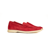 Red Suede Slip-On Loafers