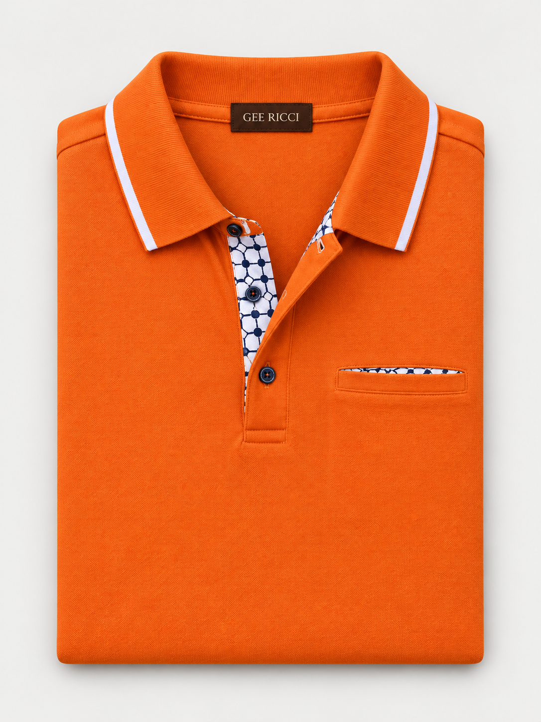Sunset Riviera Egyptian Cotton Polo folded on pale grey background