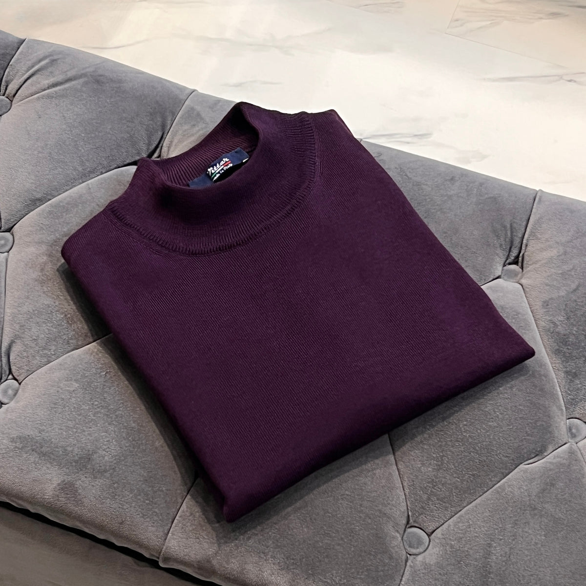 Violet Mock Neck in Extra Fine Merino Wool