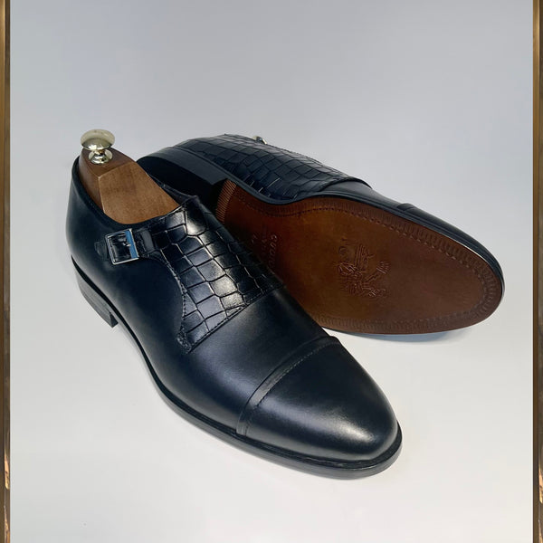 Monk strap shoes with cap toe