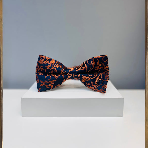 Blue & orange silk bow tie