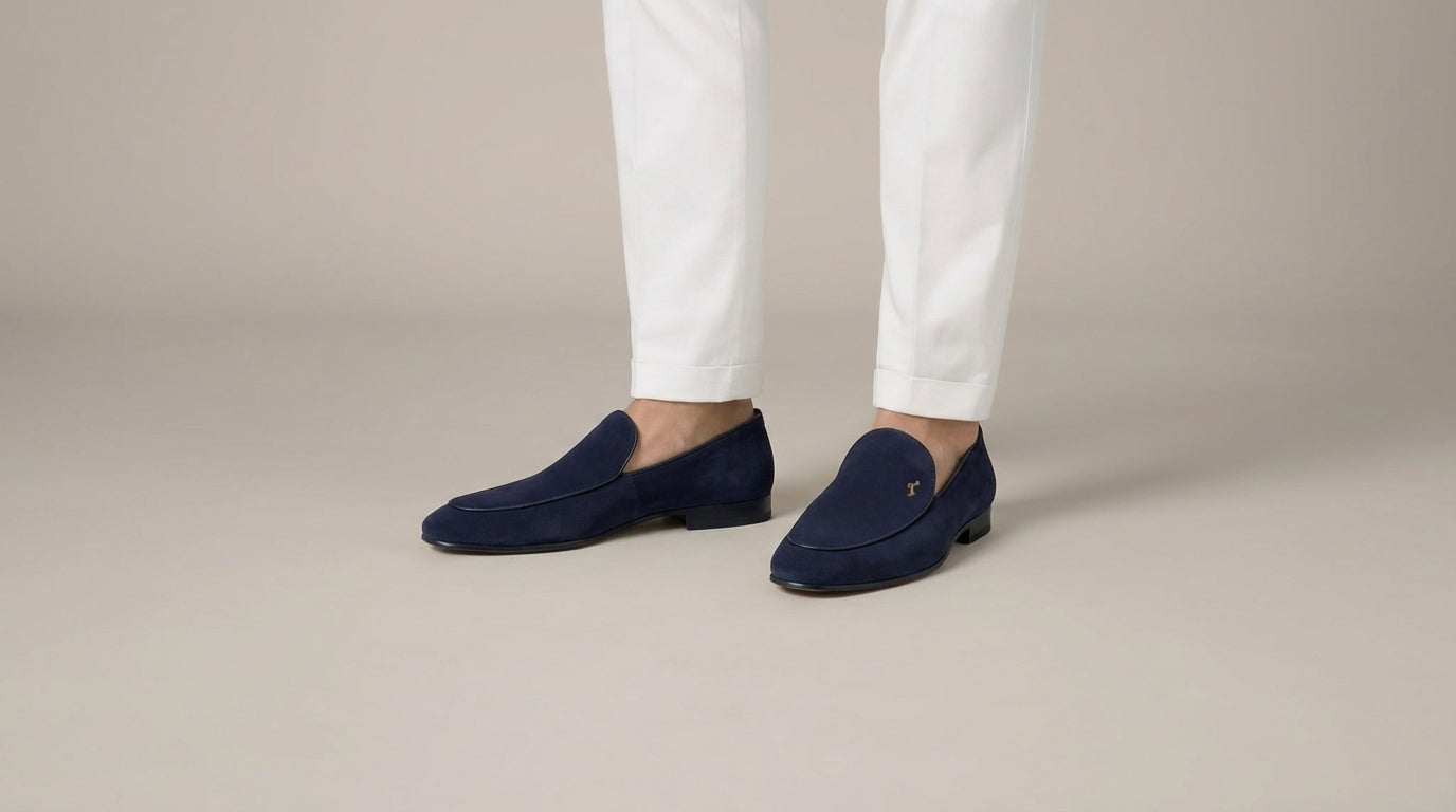 Navy Suede Slip-On Loafers