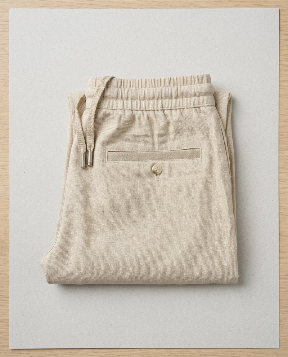 Positano Linen Blend Drawstring Trousers