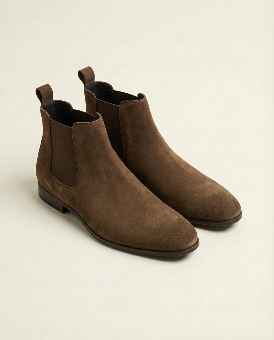 Espresso Suede Chelsea Boots