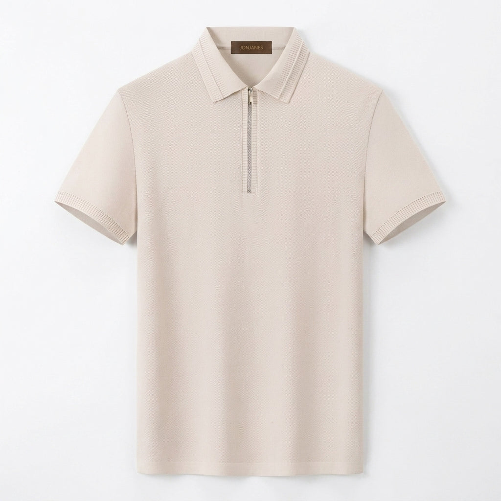 Beige Knit Polo - Regular Fit