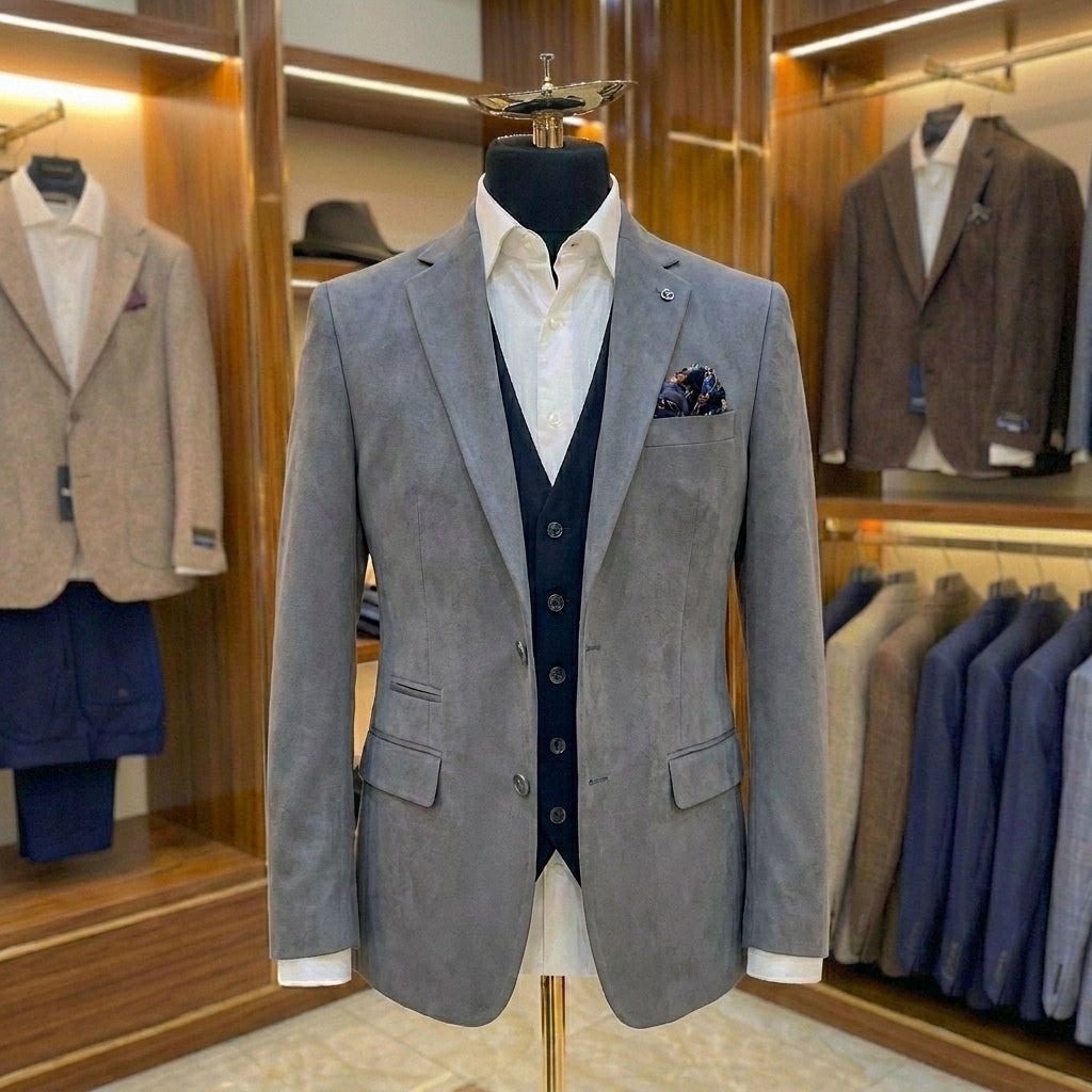 Grey Alcantara Blazer