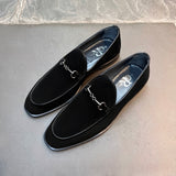 Velvet Buckle Loafers