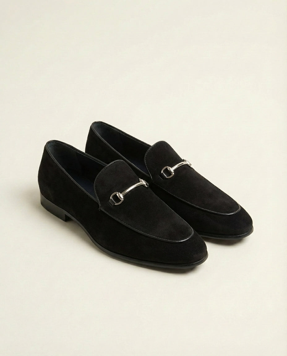 Black Velvet Horsebit Loafers