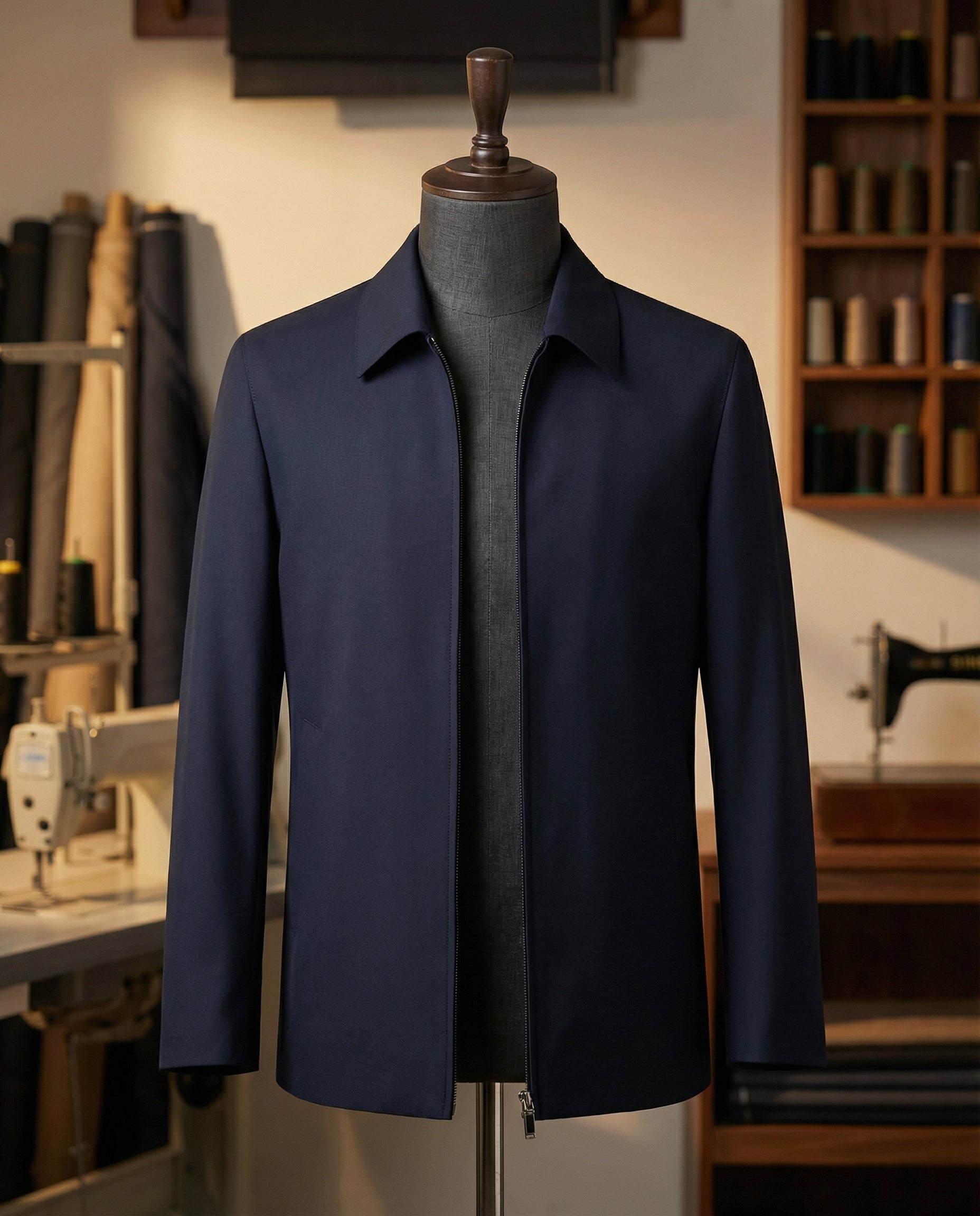 Super 100 Wool & Mulberry Silk Blousan – Dark Navy